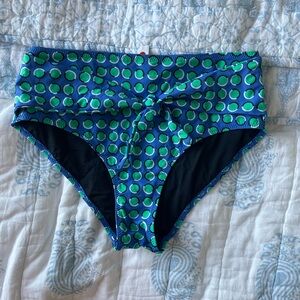 SOLID & STRIPED Black and Blue Bikini Bottoms